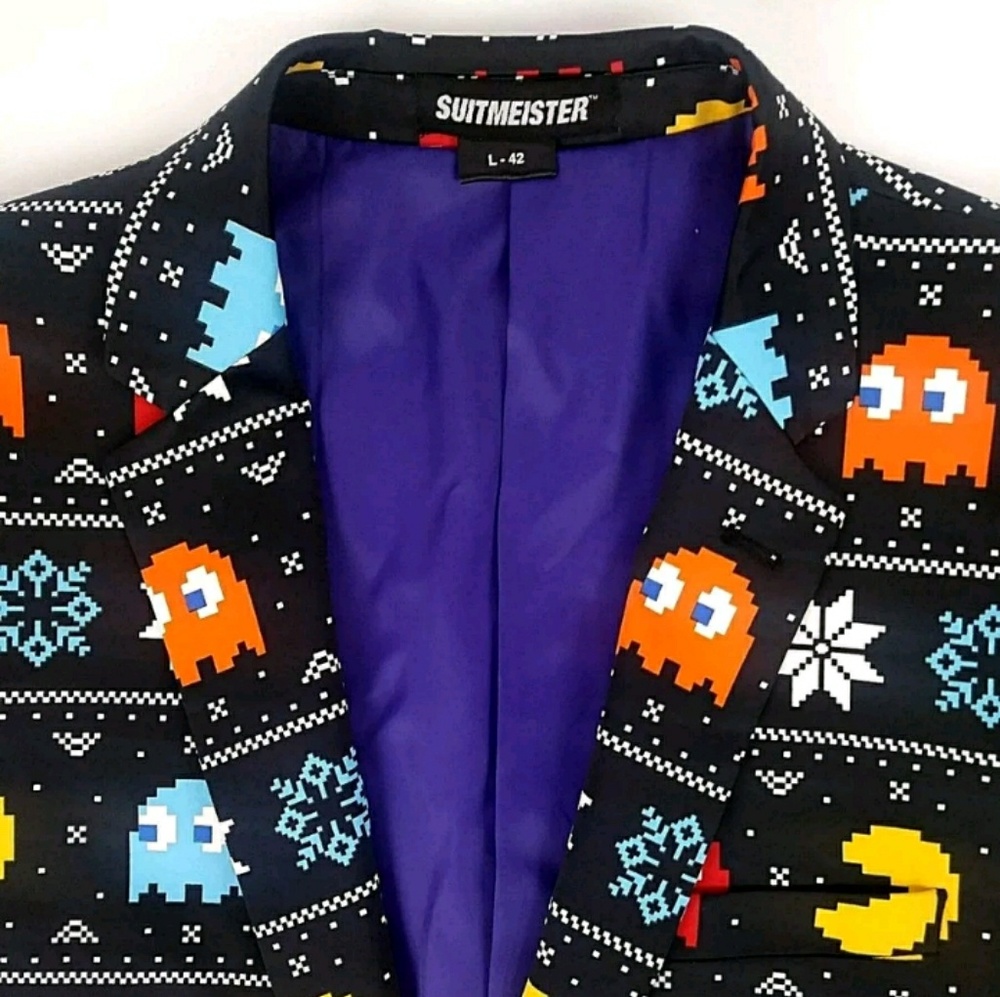 Suitmeister Pac Man Slim Fit Christmas Blazer - Picture 2 of 8